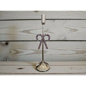 New Silver Retro Christmas Rhinestone Candy Cane Candle Holder Stand Decor